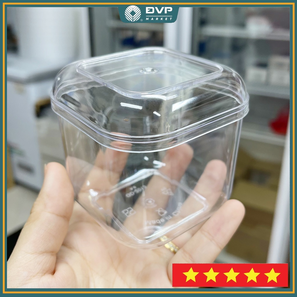 Combo 5 Hộp Nhựa Vuông Kèm Nắp Đựng Bánh mousse size 7.4x8.3cm 250ml GD2013 - Đại Vạn Phát