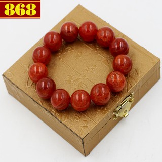 Vòng tay vân rồng đỏ 16 ly 13 hạt hộp gỗ