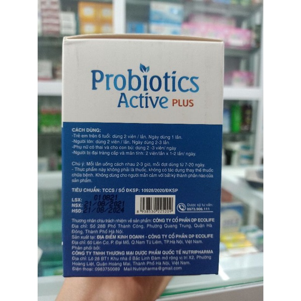 Men tiêu hoá PROBIOTICS Active plus Giúp hỗ trợ tiêu hoá cho trẻ em và người lớn