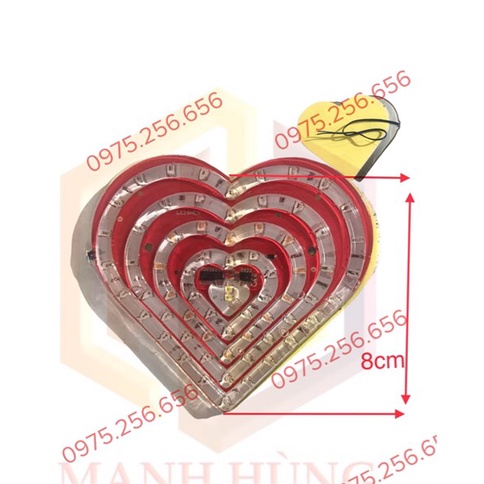 đèn led xoay 7 mầu Trái Tim 12V 8cm đèn trang trí ô tô xe tải phụ kiện đèn