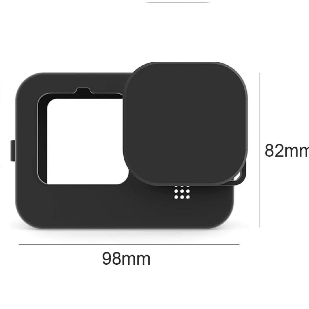 Vỏ bảo vệ silicon Lammcou màu đen có dây buộc và phụ kiện che ống kính dành cho GoPro Hero 10 Hero 9