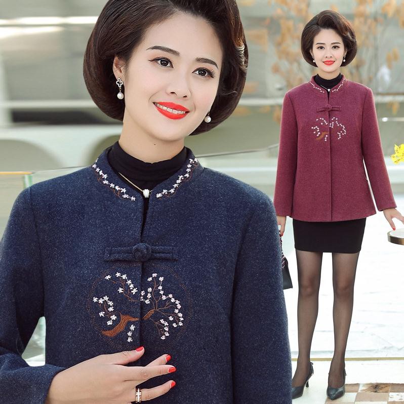 Áo Khoác Ngắn Phụ Nữ Trung Niên Thời Trang Len Áo Phong Cách hàng Quảng Châu