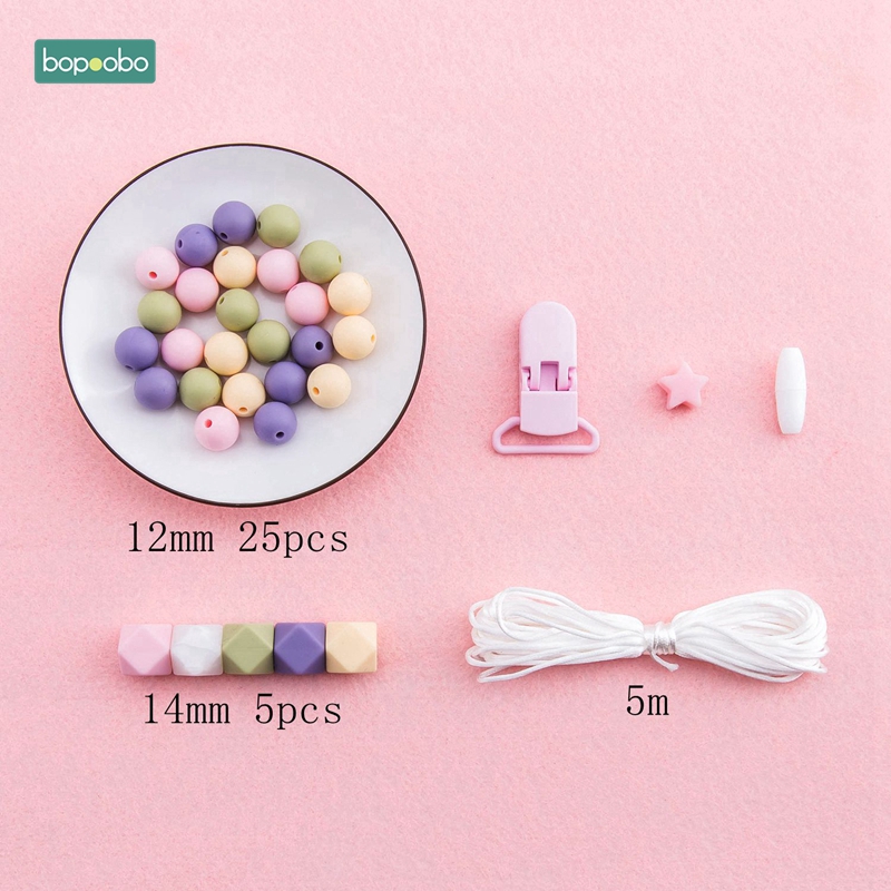 Silicone hạt đặt hướng dẫn sử dụng tự làm Accessoires cho Making Pacifier chuỗi BPA miễn phí silicone hạt cho bé