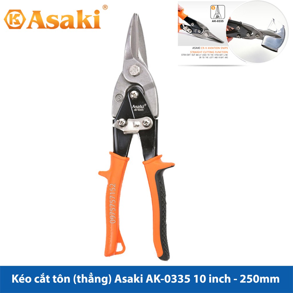 Kéo cắt tôn (tole) mũi thẳng Asaki AK-0335 10 inch/ 250mm