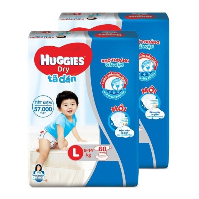 (đệm mây 4 chiều) Tã dán huggies NB74,S56 M76,L68,XL62,XXL56