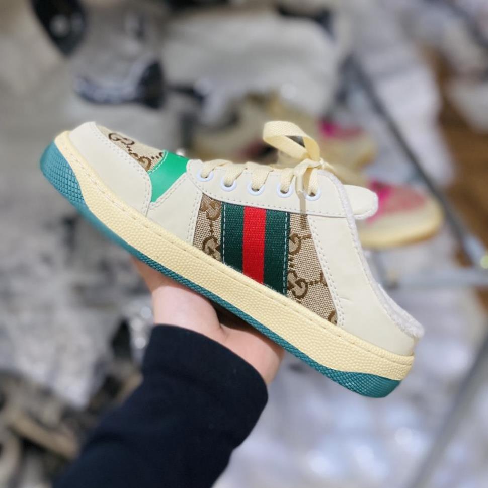 Giày sục nữ 𝐆𝐮𝐜𝐜𝐢 Hồng Xanh Tím, Sục Thể thao Sneaker  nữ 3 sọc GC cực chất hàng cao cấp 2022 Full Box Bill