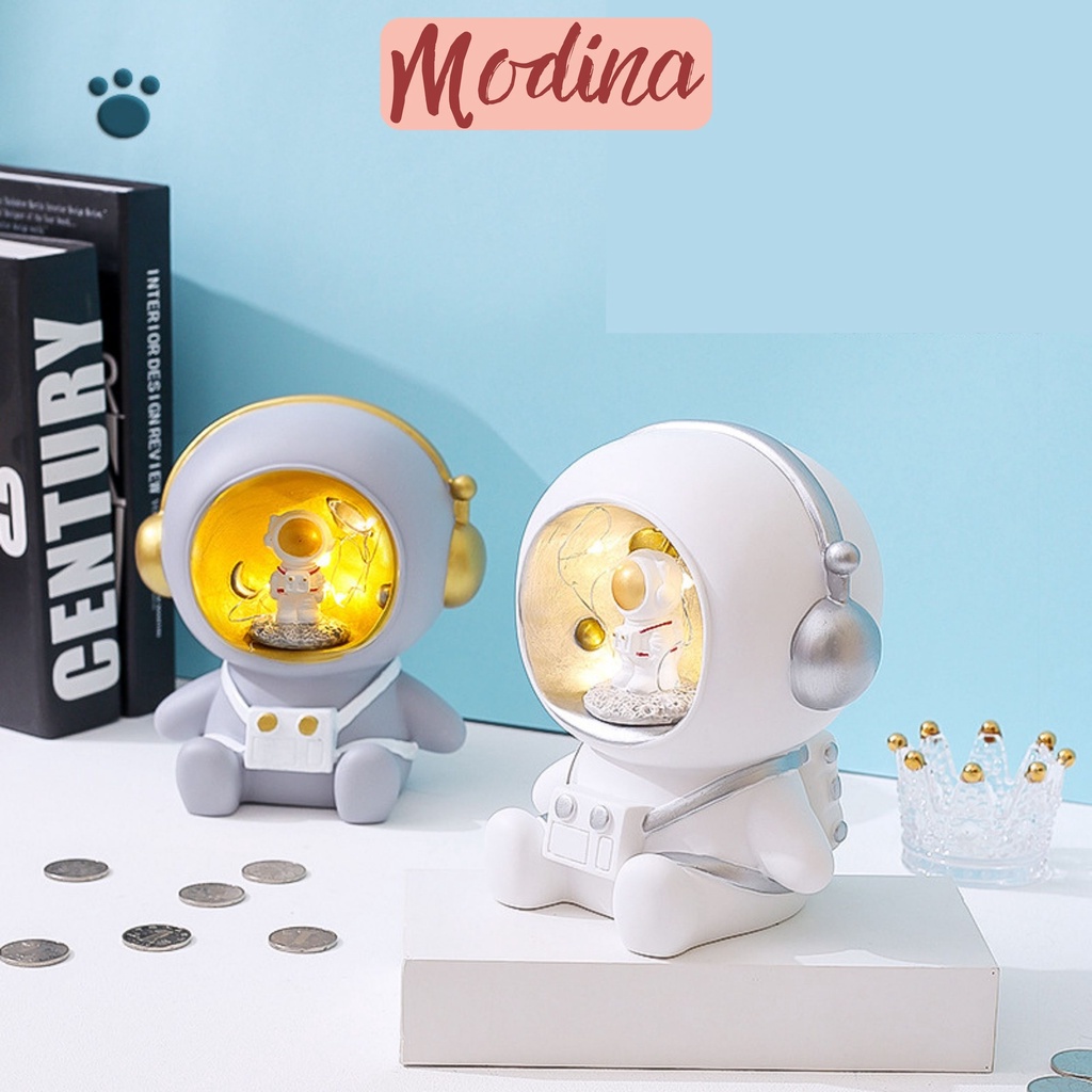 Đèn ngủ phi hành gia MODINA dạng ngồi, đèn led trang trí kèm làm ống tiết kiệm tiền