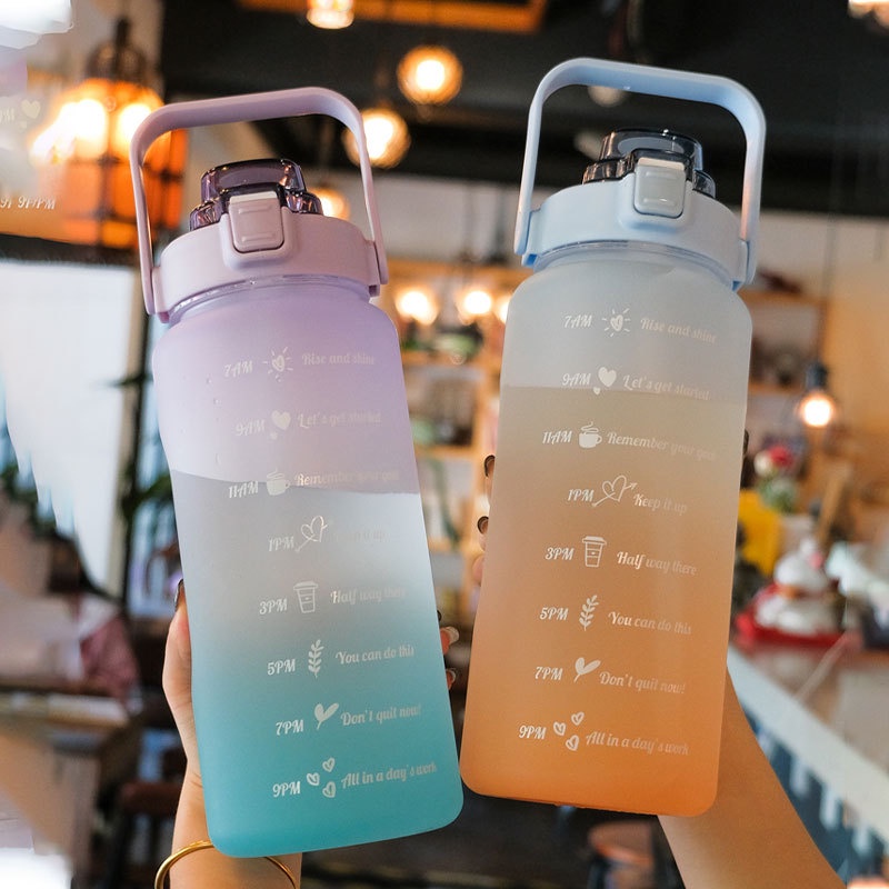 Bình Đựng Nước Dễ Thương Dung Tích 2000ML Có Quai Xách Tiện Lợi Vạch Chia Nước Nhắc Nhở Uống Nước