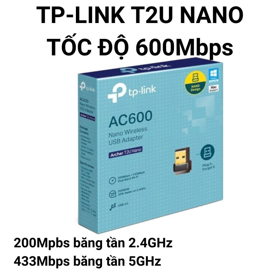 Usb wifi TP-LINK 600Mbps tốc độ cao - Usb thu bắt sóng WiFi 5Ghz cho Laptop PC máy bàn - TPLink t2u plus nano t3u t4u