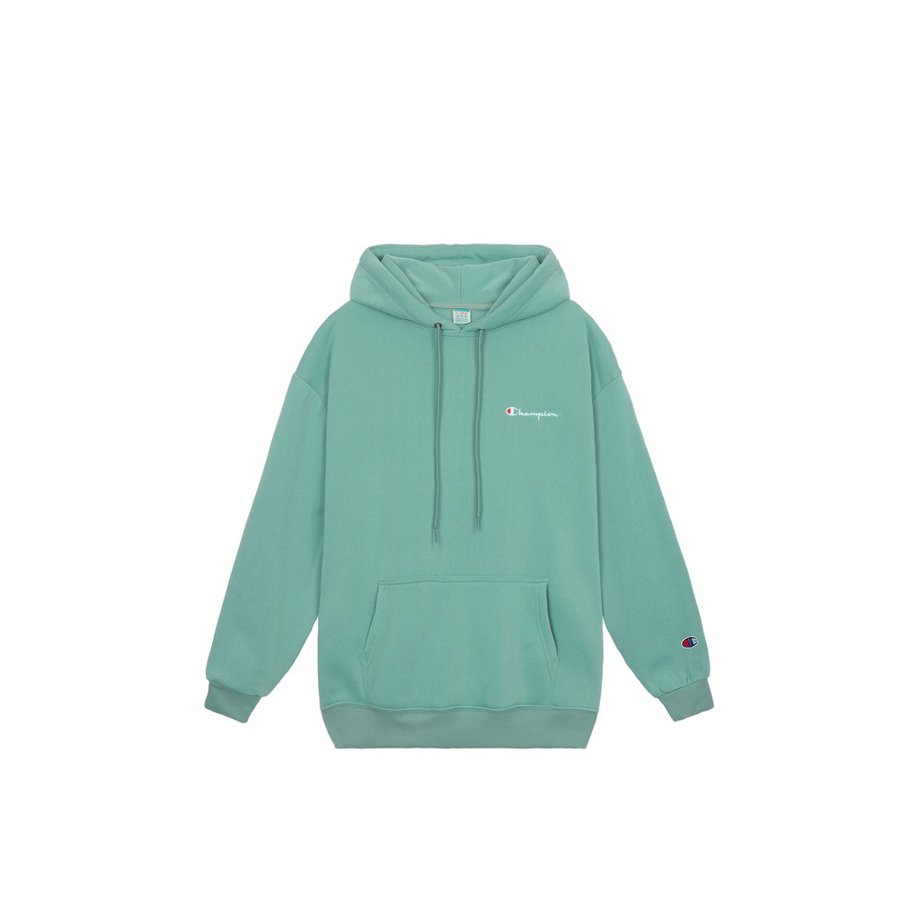 Áo Hoodie Thêu Logo Champion Sắc Nét Phía Trước-Chất Vải Nỉ Bông Cotton-Form Rộng Rãi Unisex Nam Nữ-Màu Xanh Mint