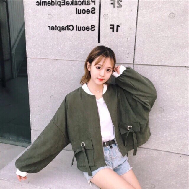 Áo khoác bomber mỏng da lộn ulzzang