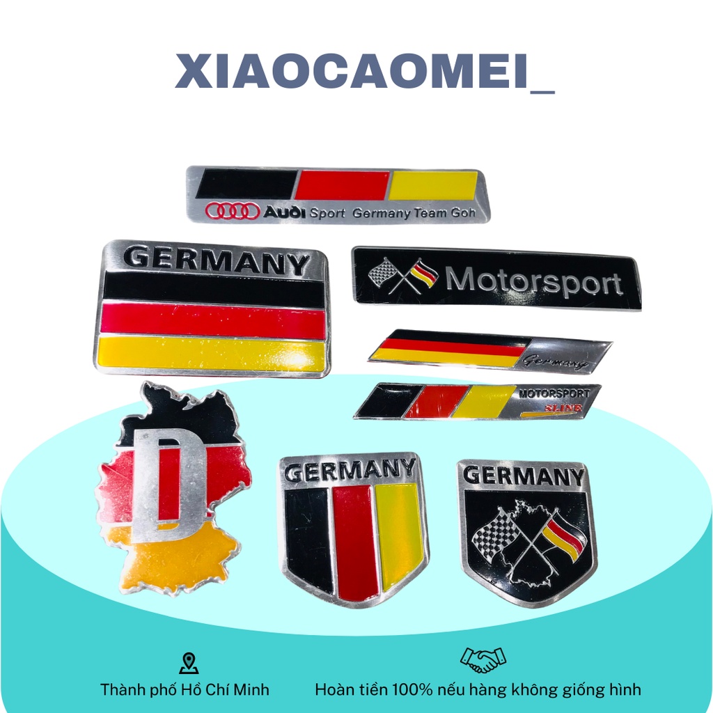 Tem nhôm dán keo 3M trang trí làm đẹp cờ nước Đức đủ size đủ loại