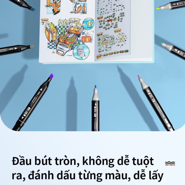 Bút màu marker chuyên nghiệp Deli -kèm túi vải -48/150 Màu