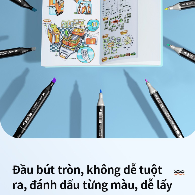 [Mã LIFEDE159 giảm 8% đơn 99K] Bút màu marker chuyên nghiệp Deli -kèm túi vải - 30/40/60/80 Màu - 70806