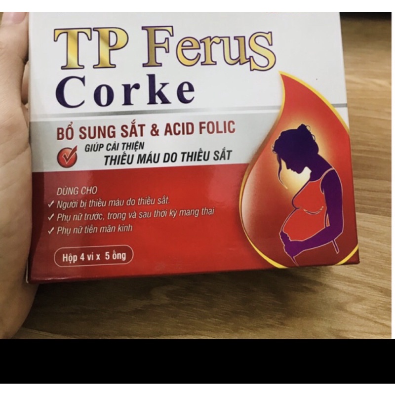 TP Ferus Corke - Bổ sung sắt và acid folic cho người thiếu máu, phụ nữ mang thai và cho con bú, tiền mãn kinh