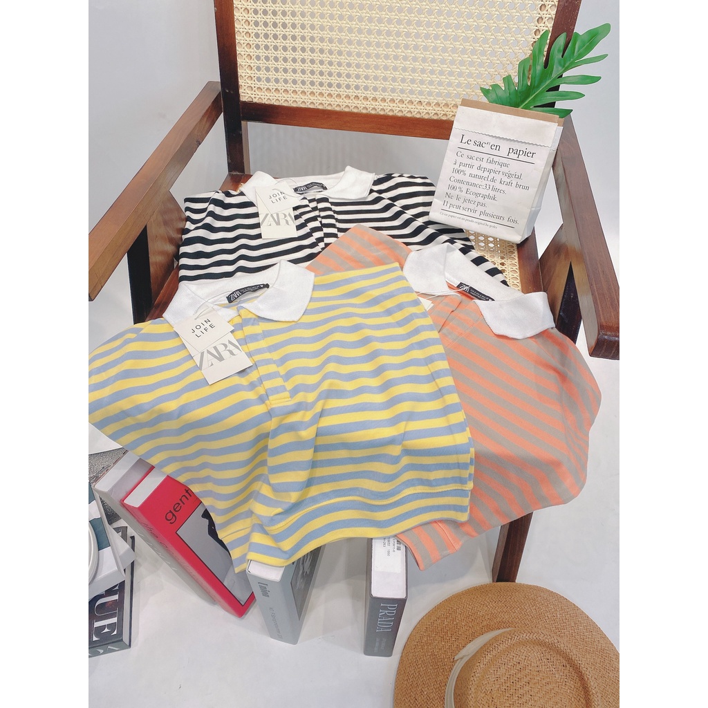 Áo thun nữ độn vai dáng croptop độn vai có cổ Pearl màu đen, cam và vàng chất cotton 100% siêu mịn mát