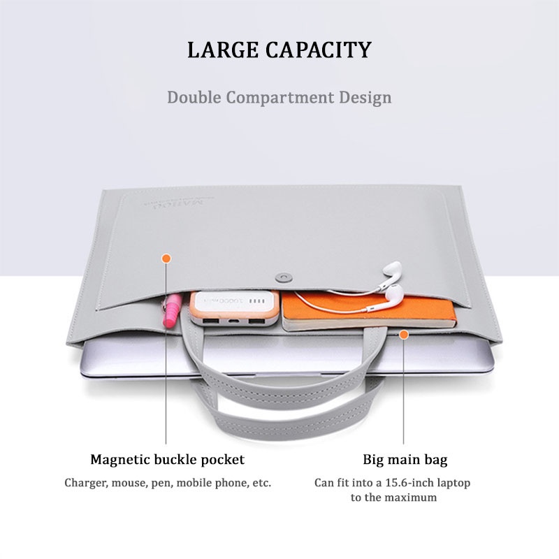 Túi da PU chống thấm nước cho nam và nữ đựng máy tính xách tay 13 14 15.4 15.6 Inch