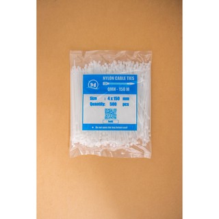 Dây thít nhựa 15cm - Màu trắng/đen (Túi 500 cái)