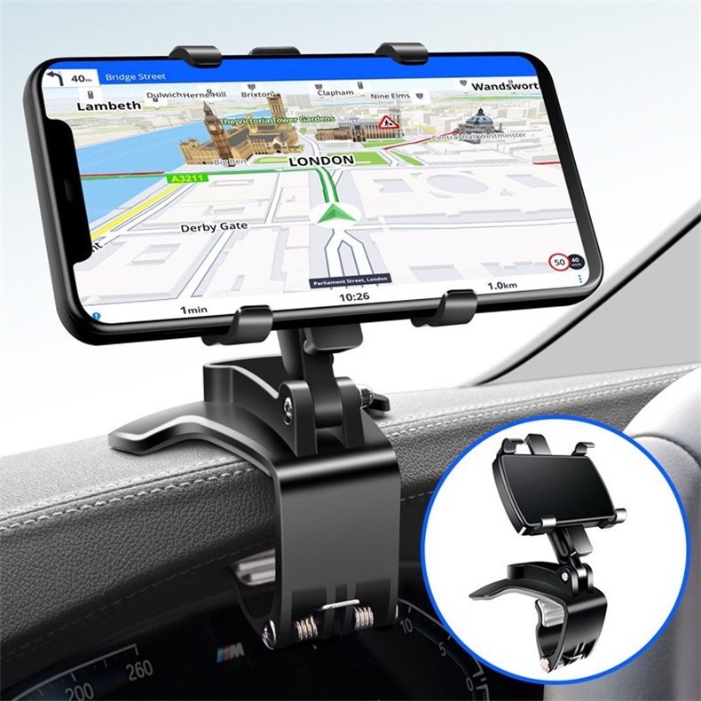 Giá đỡ điện thoại ô tô - Giá kẹp điện thoại ô tô trên taplo - Kẹp che nắng  xoay 360 độ