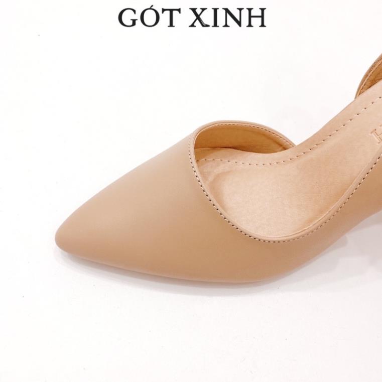 Giày cao gót nữ GÓT XINH G2 da mềm cao 7cm gót nhọn hở gót .