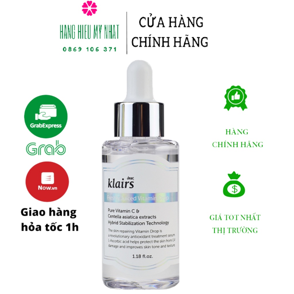 [CHÍNH HÃNG] Tinh Chất Vitamin C Trắng Da, Mờ Thâm Klairs Freshly Juiced Vitamin Drop 35ml Chính Hãng