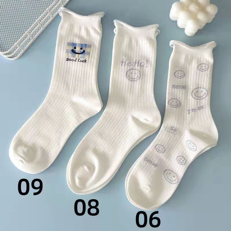 Vớ cotton Cổ Cao Thêu Họa Tiết Phong Cách Hàn Quốc Thời Trang Cho Nữ