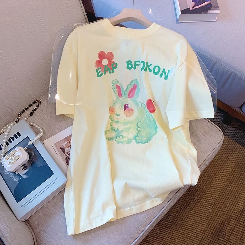 Áo Thun Ngắn Tay Size Lớn In Họa Tiết Thời Trang Mùa Hè Mới Cho Nữ