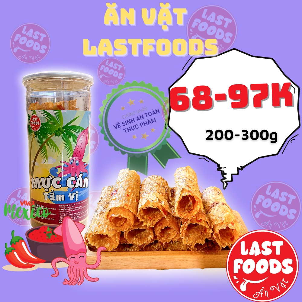 Mực cán tẩm vị 300g cay vừa thơm ngon, ăn vặt LASTFOODS Hà Nội đặc sản ba miền vừa ngon giá còn rẻ