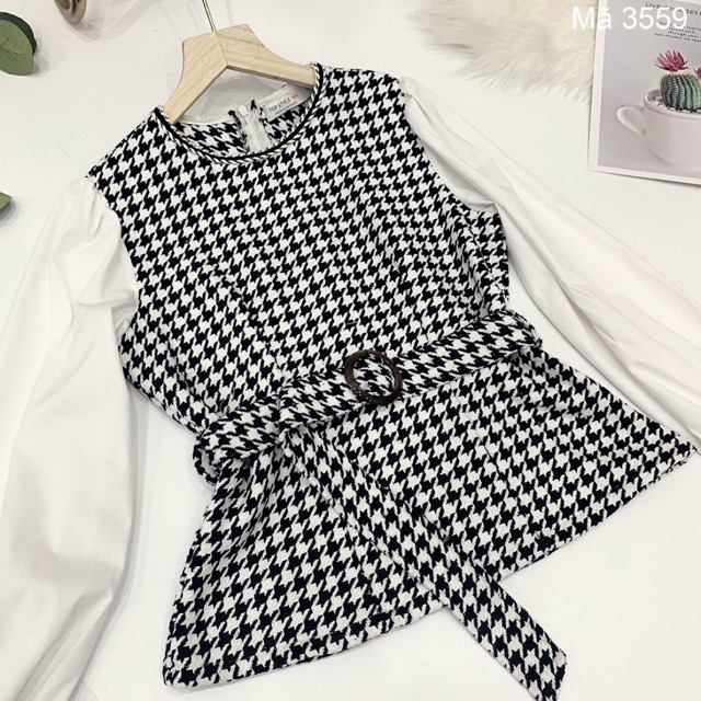 Áo dạ phối tay sơ mi