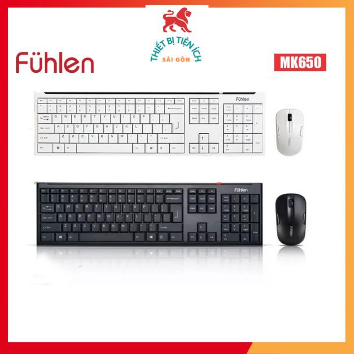 Bộ phím chuột không dây Fuhlen MK650 màu đen/trắng-Hàng chính hãng BH 24 tháng