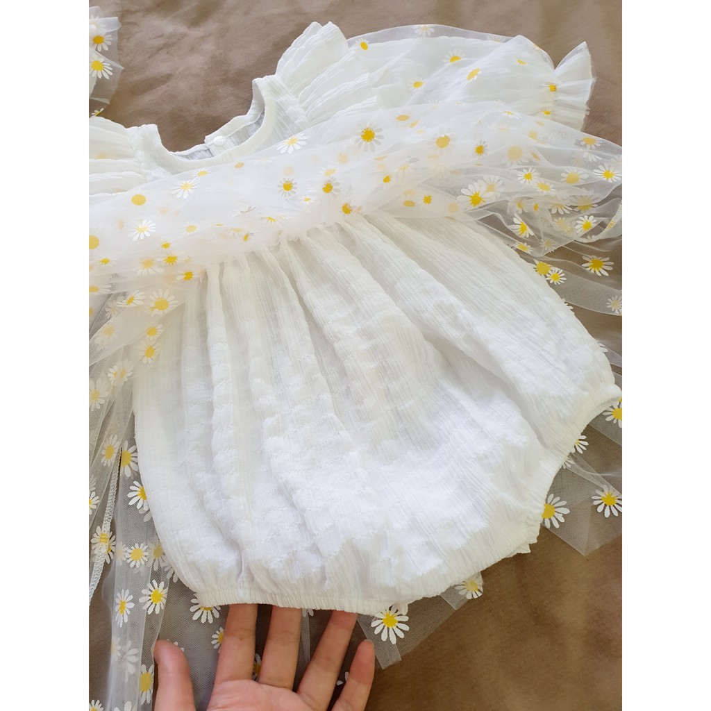 Set Body váy hoa cúc lưới kèm nón cho bé gái ⚡ 𝗙𝗥𝗘𝗘𝗦𝗛𝗜𝗣 ⚡ Hàng thiết kế - Chất liệu cao cấp và an toàn cho bé