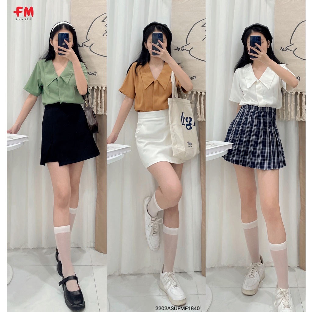 Áo kiểu nữ FM Style tay phồng cổ viền thời trang Hàn Quốc thanh lịch nữ tính I Fm Style Online 220118410