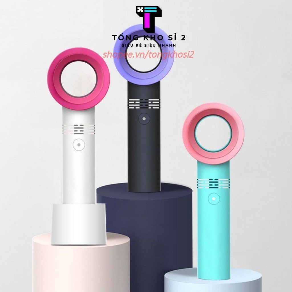Quạt Mini Cầm Tay Thiết Kế Không Cánh Kết Hợp Cổng Sạc USB Thông Minh