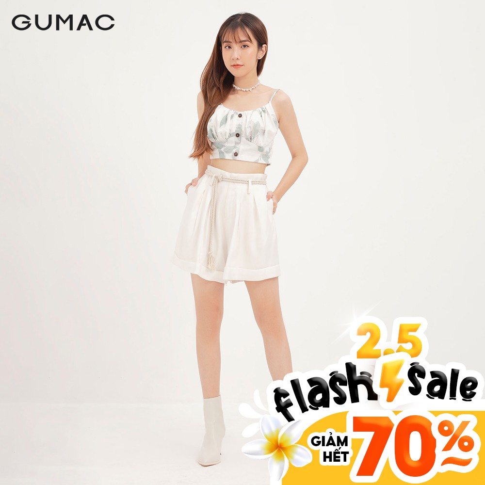 [Mã WABRGU giảm 50k đơn từ 0đ] Áo croptop nữ in lá GUMAC màu xanh, đủ size phong cách năng động, trẻ trung AA12152 | BigBuy360 - bigbuy360.vn