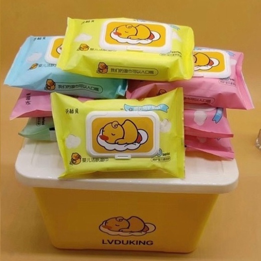 THÙNG 10 GÓI KHĂN ƯỚT VỊT VÀNG HÀNG CHẤT LƯỢNG CAO tongkhodochoi.12