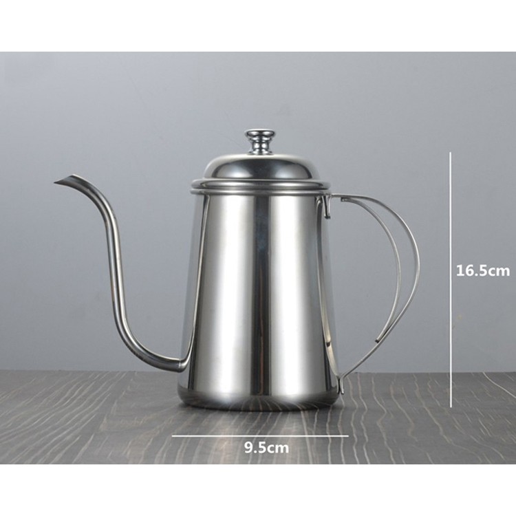Ấm đun rót nước pha cà phê mini 650ml bằng inox