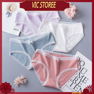 Combo 5 quần lót cotton tăm viền ren 💝 freeship 💝 quần lót kháng khuẩn -q190
