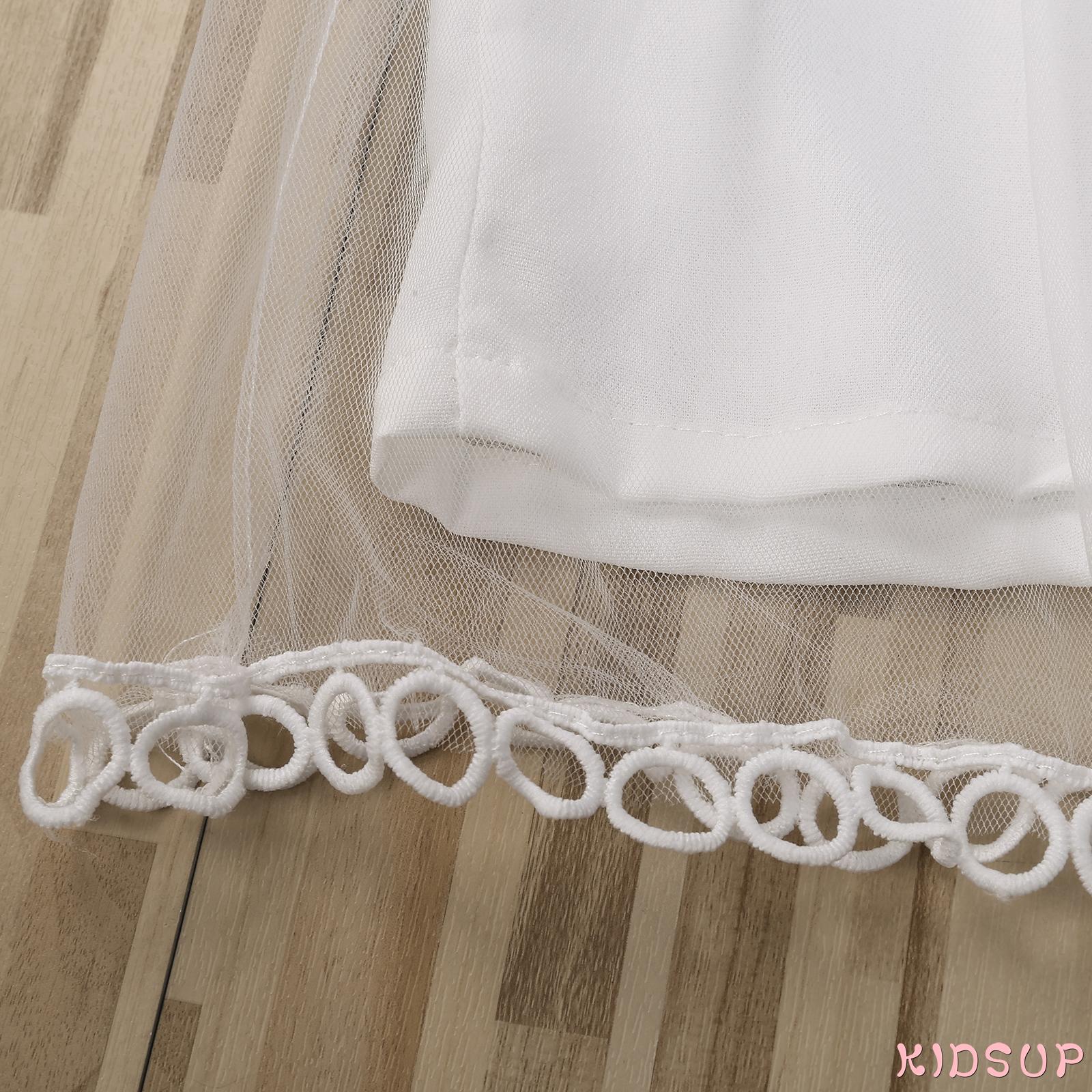 Đầm Cotton Nhiều Lớp Phối Lưới Thời Trang Mùa Hè Cho Bé Gái