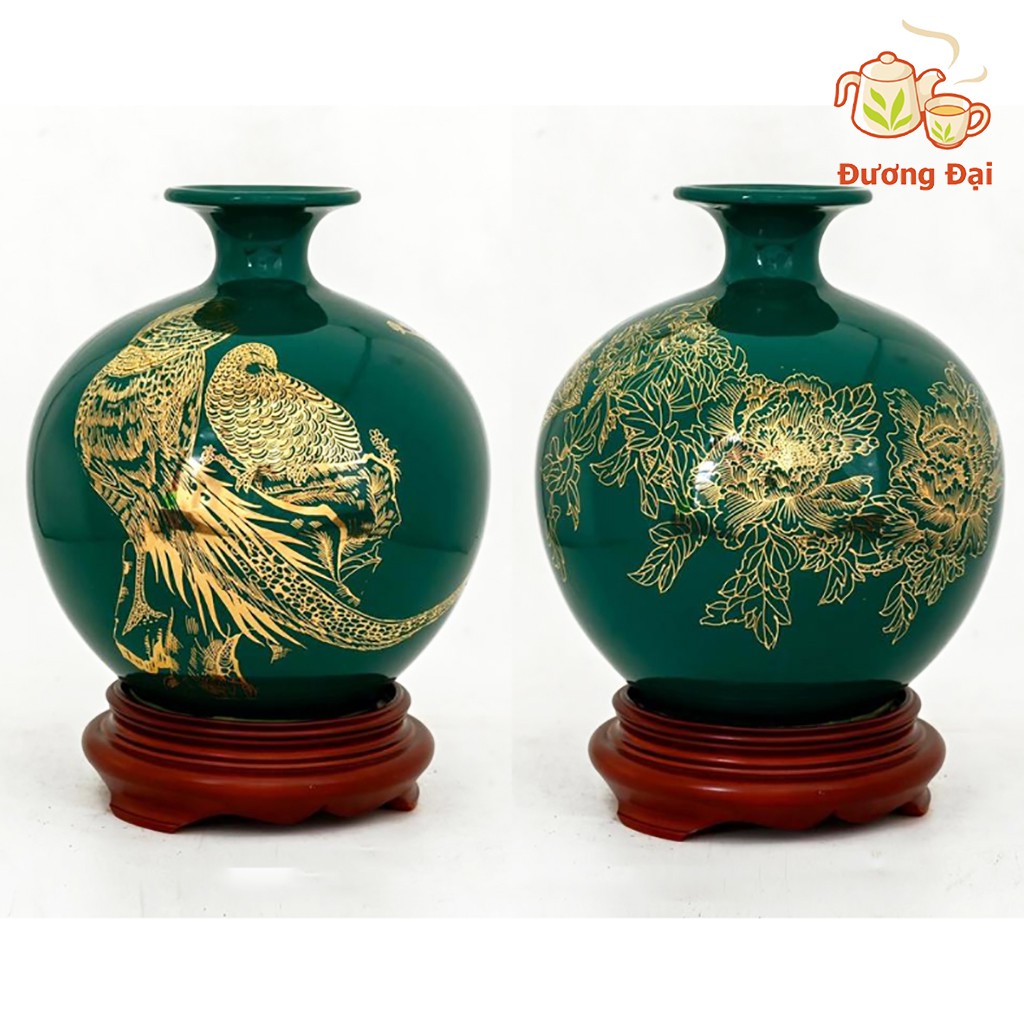 Bình Hút Lộc, Bình Hút Tài Lộc Chim Công Mẫu Đơn Gốm Sứ Bát Tràng Đương Đại