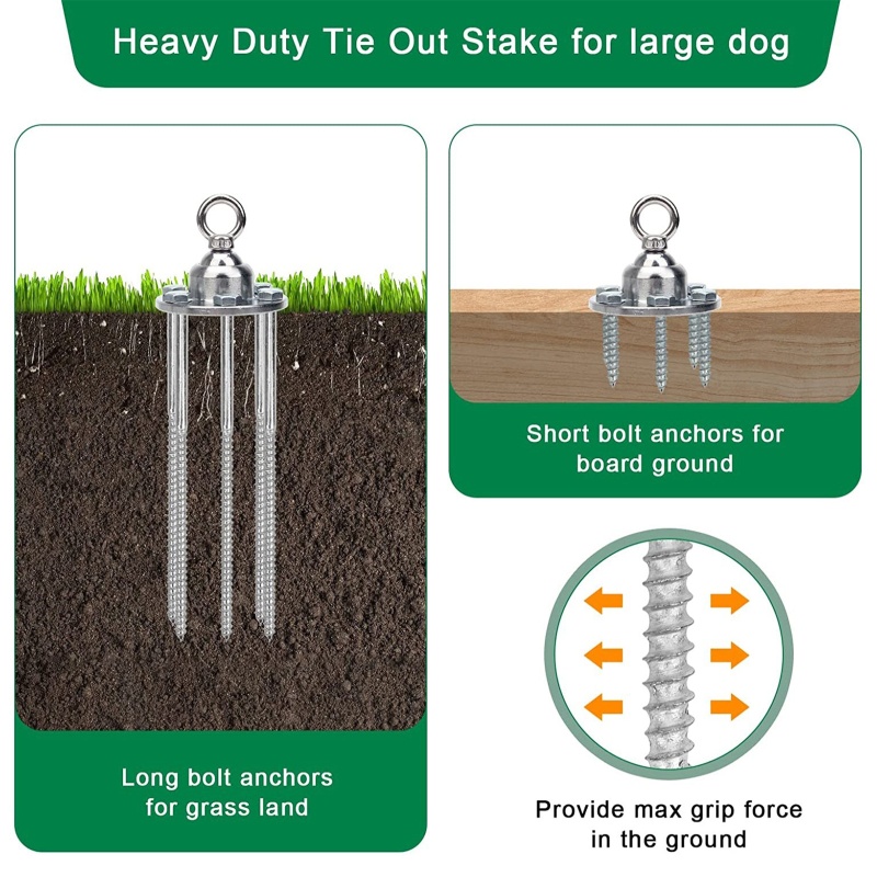 Seng Dây Buộc Thú Cưng Đi Dạo Và Cọc 360 Độ°Mỏ Neo Dạng Xoay Phù Hợp Với Mọi Loại Breeds
