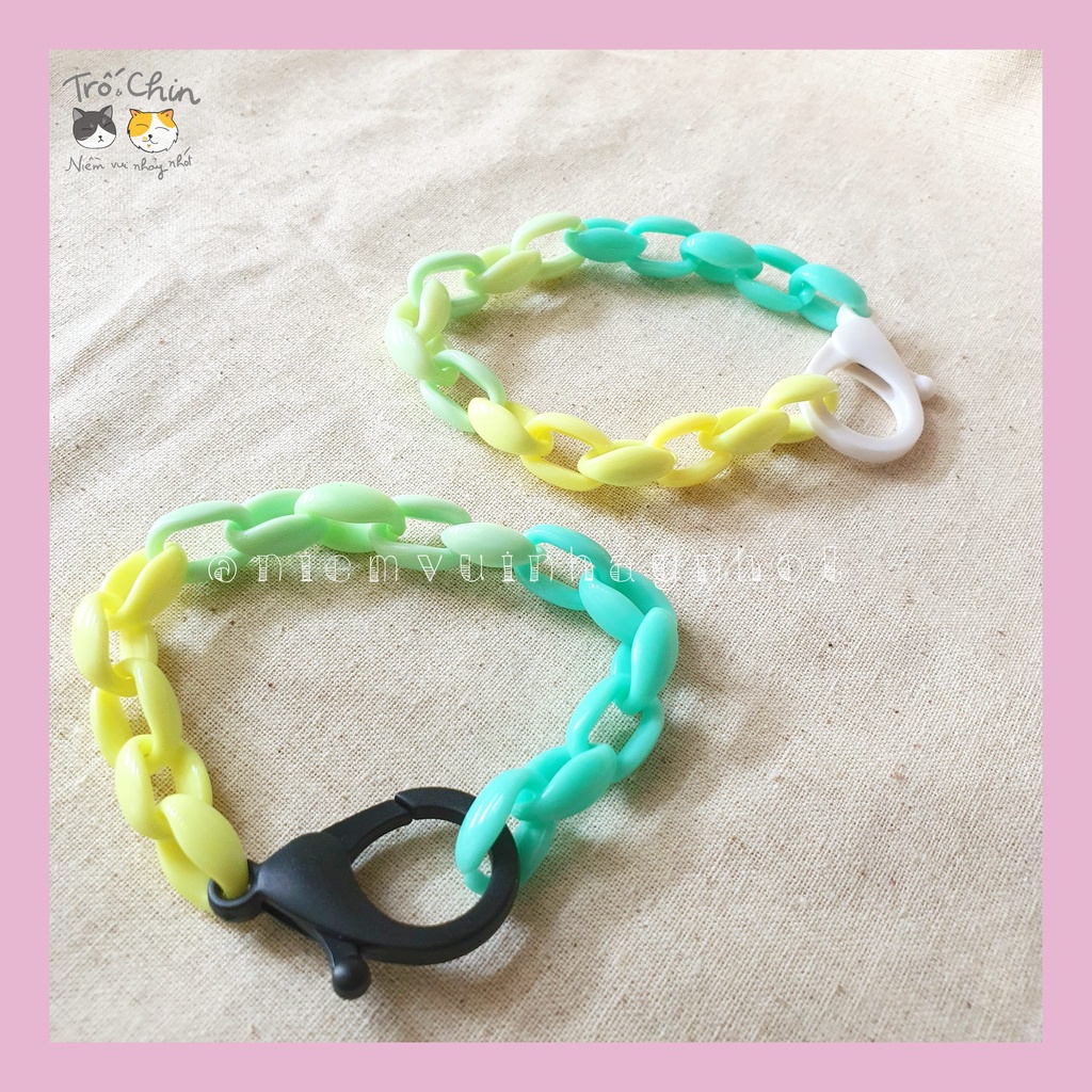 [HANDMADE] Vòng tay xích gắn charm Gấu chíp chíp nhiều màu sắc tha hồ lựa chọn (nhận custom theo yêu cầu)