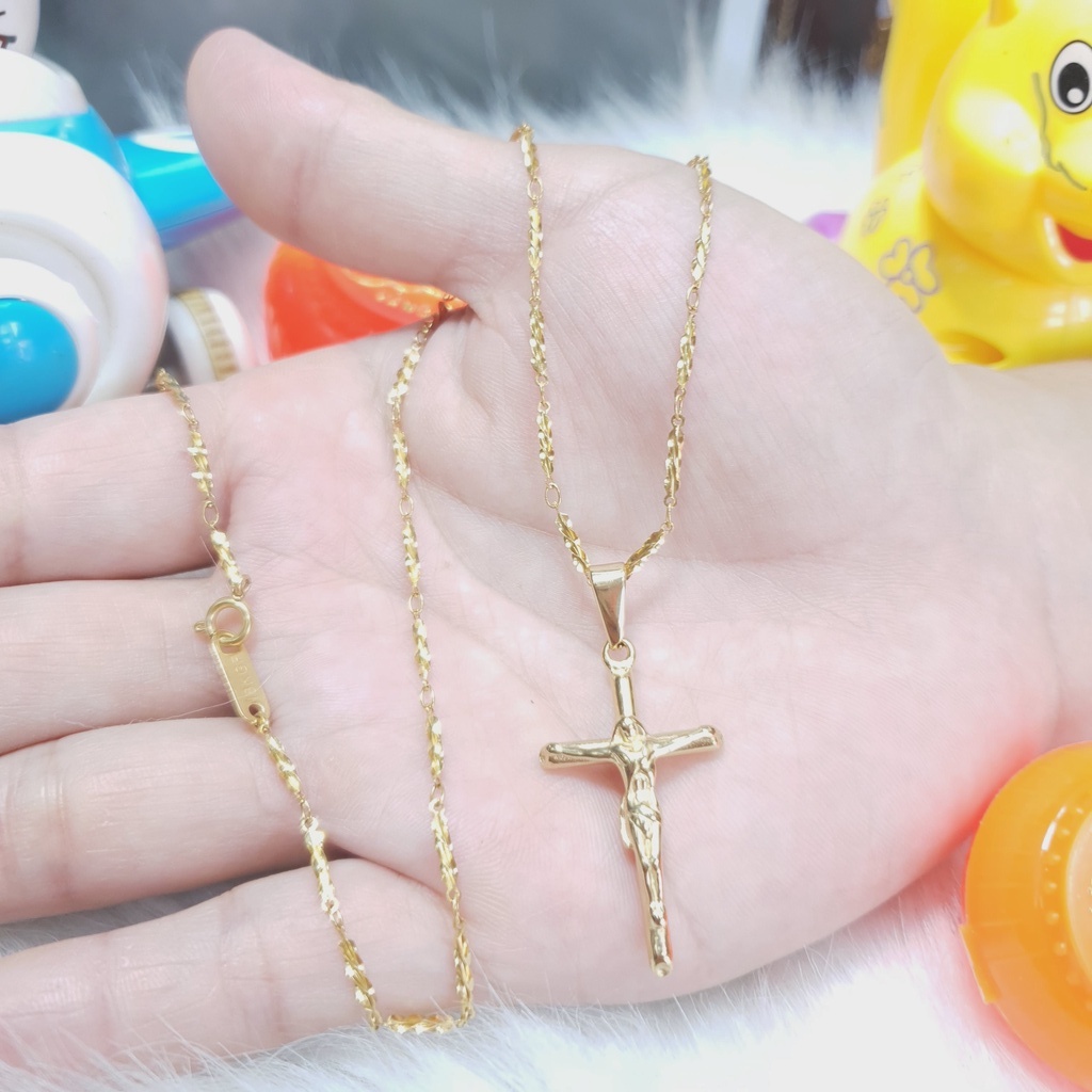 (Không phai- Không kiêng nước) Dây Chuyền Thánh Giá Nhỏ 3cm Cao Cấp-Dùng lâu dài tắm rửa không đen