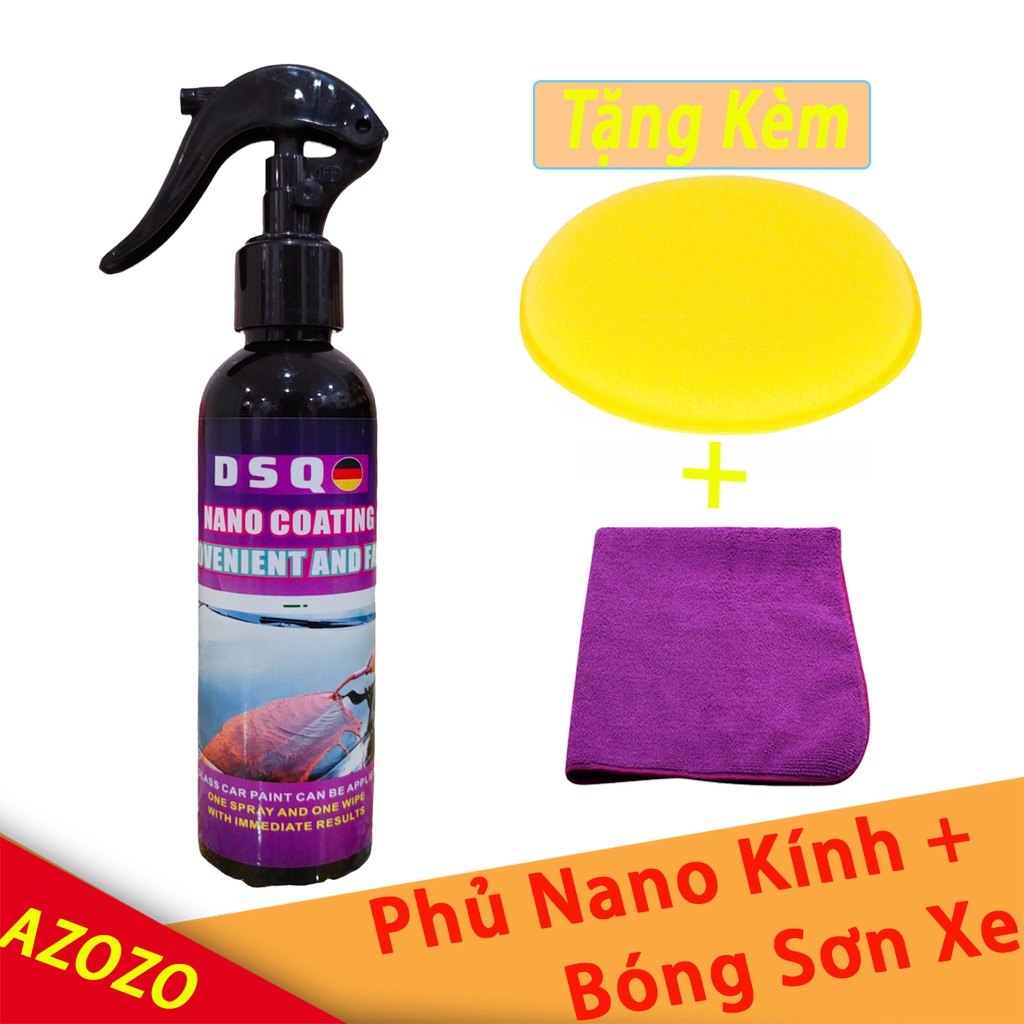[ Tặng Khăn+ Mút ] Bình Nano Xịt Kính Chống Đọng Nước Ceramic Wax - Phủ Nano Kính Ô tô - Phủ Bóng Sơn Xe  azozo
