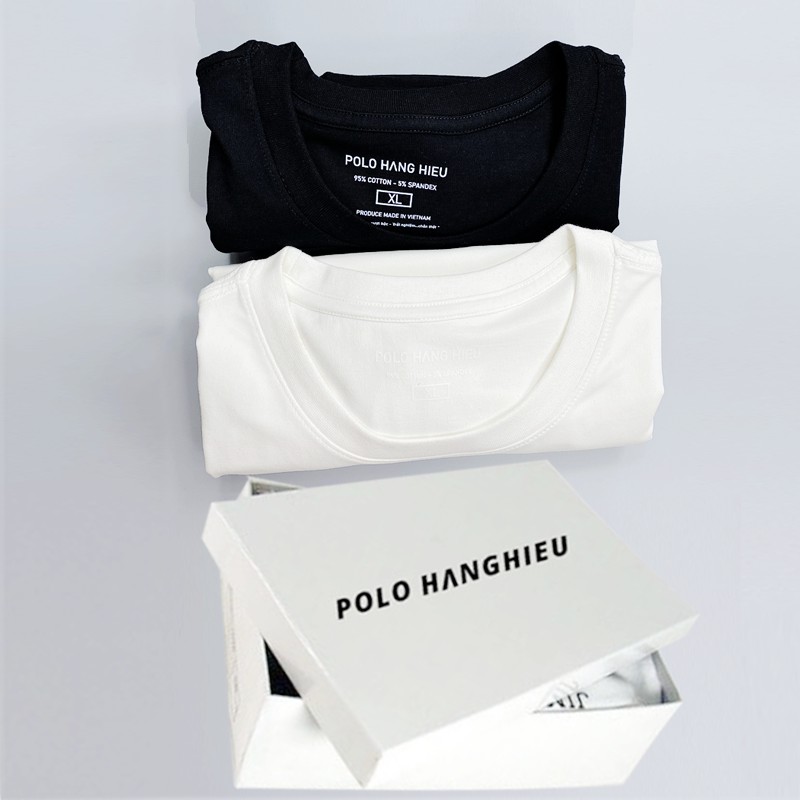 Áo thun nam đẹp cổ tròn vải Cotton 100% co giãn 4 chiều, dày dặn, form Slim fit tôn dáng, có size 95kg - POLO HΛNGHIEU | BigBuy360 - bigbuy360.vn