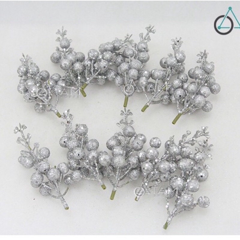 Sỉ kiện 100 cành quả sung nhũ kim tuyến trang trí noel,oản tài lộc, làm tháp bánh,lẵng hoa quả