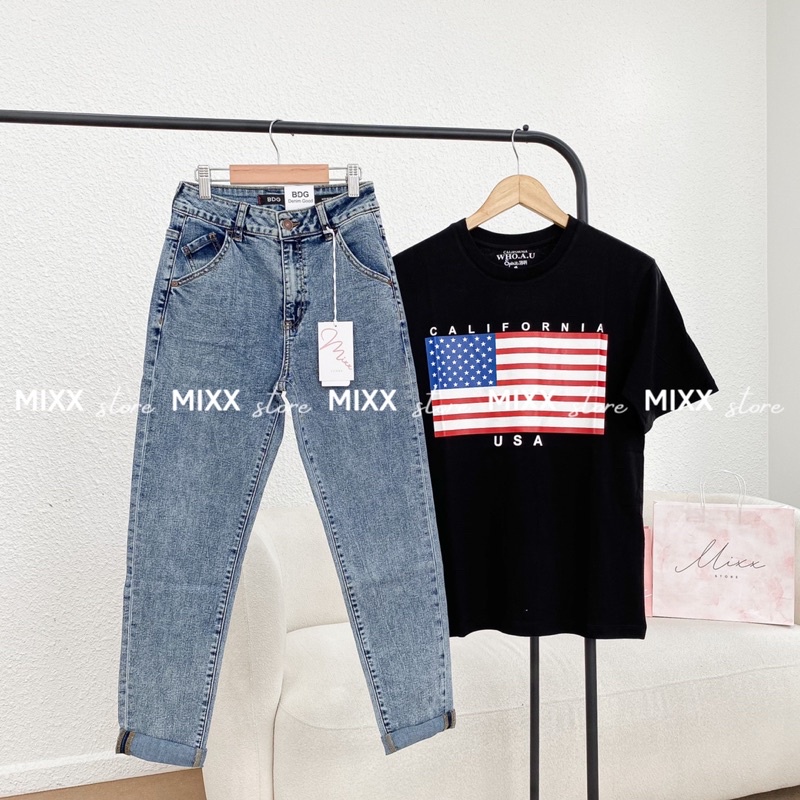 Quần Jean Nữ Baggy Lưng Cao Màu jean wash lạ mắt chất co giãn thoải mái phong cách trẻ trung