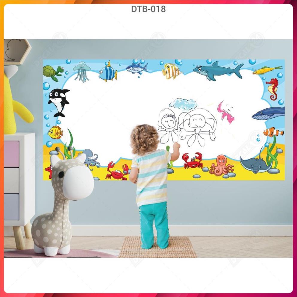 Decal Dán Tường Bút Lông hoạt Hình Những Chú Cá Dưới Đại Dương Shop Châu, Sắc Màu Sống Động, Dễ Bôi Xóa - ( DTB-0018 )