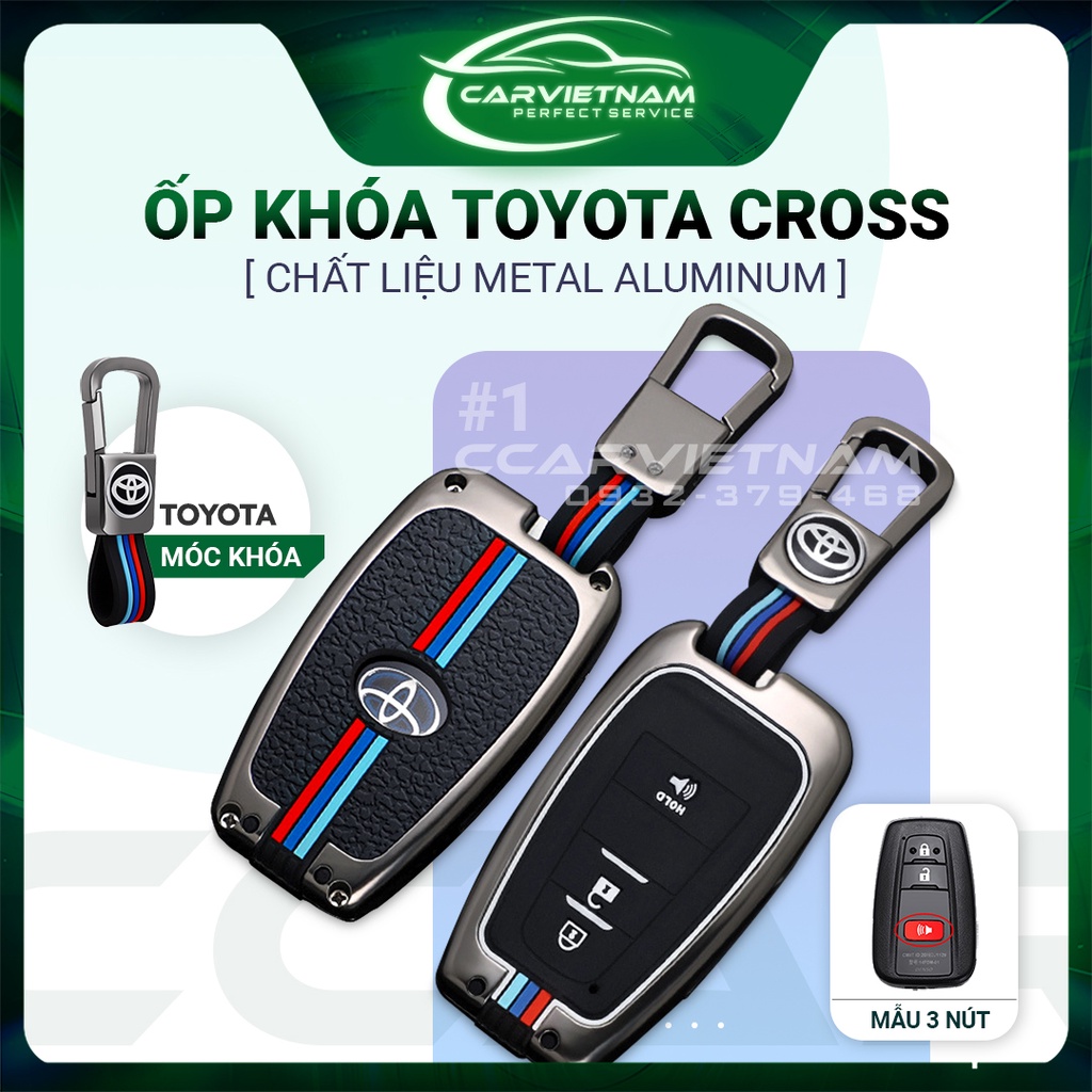 Ốp Chìa Khóa Toyota Cross 2021, 2022, 2023 Chất Liệu Hợp Kim Cao Cấp Phản Quang - Vỏ Bọc Chìa Khóa Ô Tô