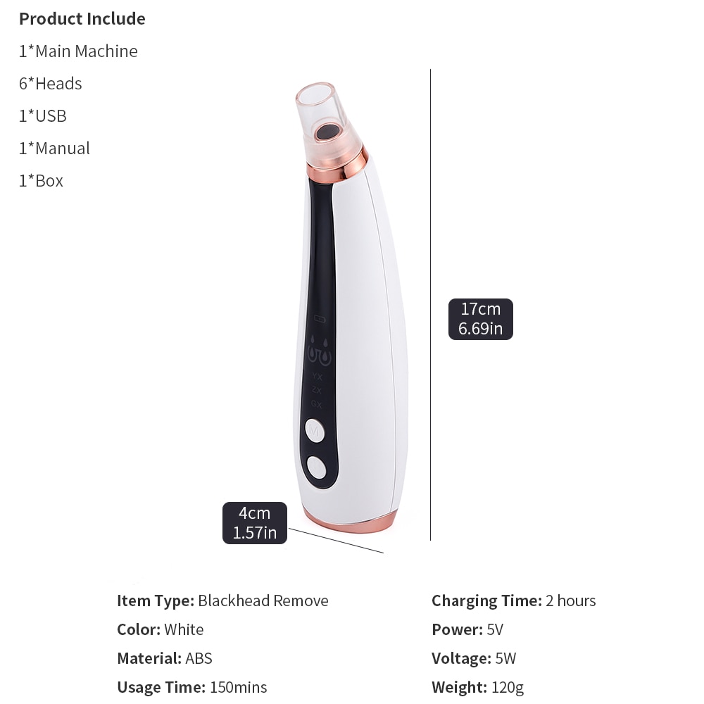 Foreverlily Máy Hút Mụn Đầu Đen Làm Sạch Sâu Lỗ Chân Lông Cổng USB
