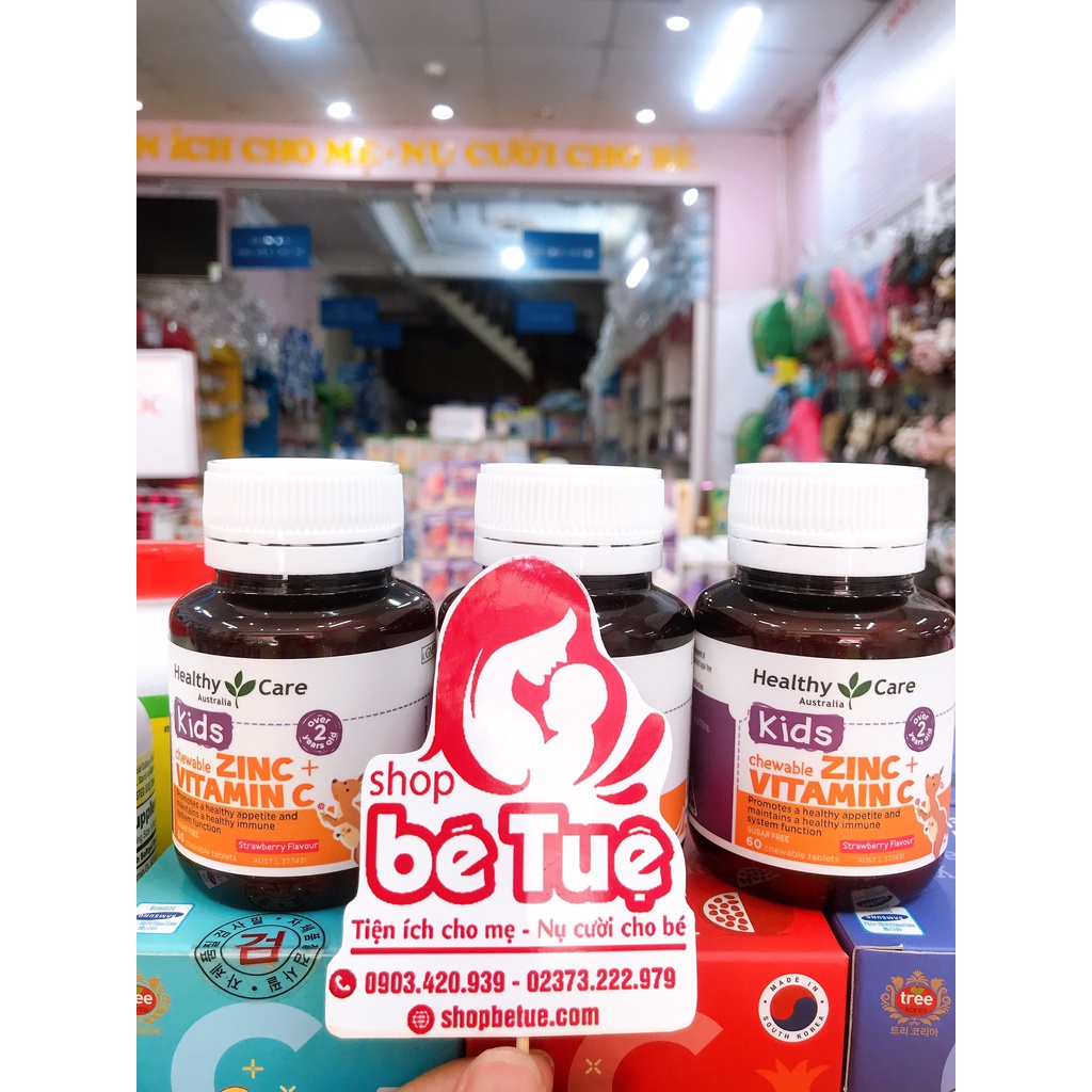 Viên nhai kẽm ZinC + Vitamin C Healthy Care mẫu mới
